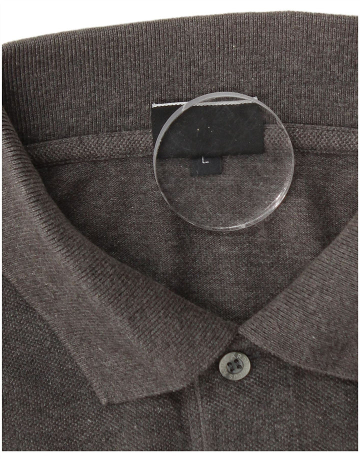 TRUSSARDI Mens Polo Shirt Large Grey Cotton