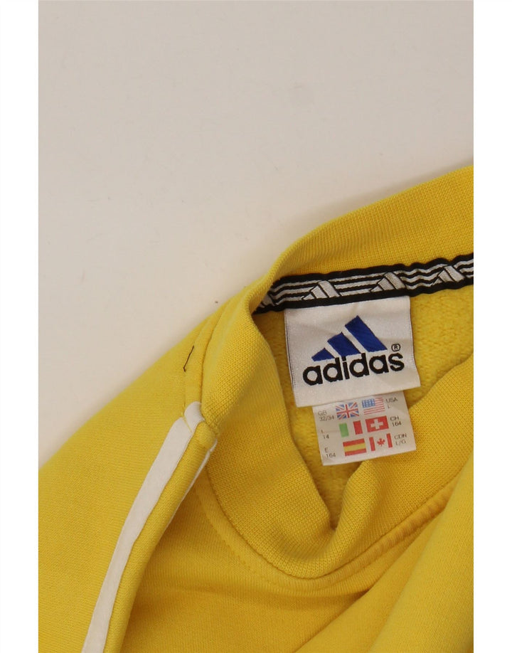 Adidas Boys Sweatshirt Jumper 13-14 Years Yellow Cotton