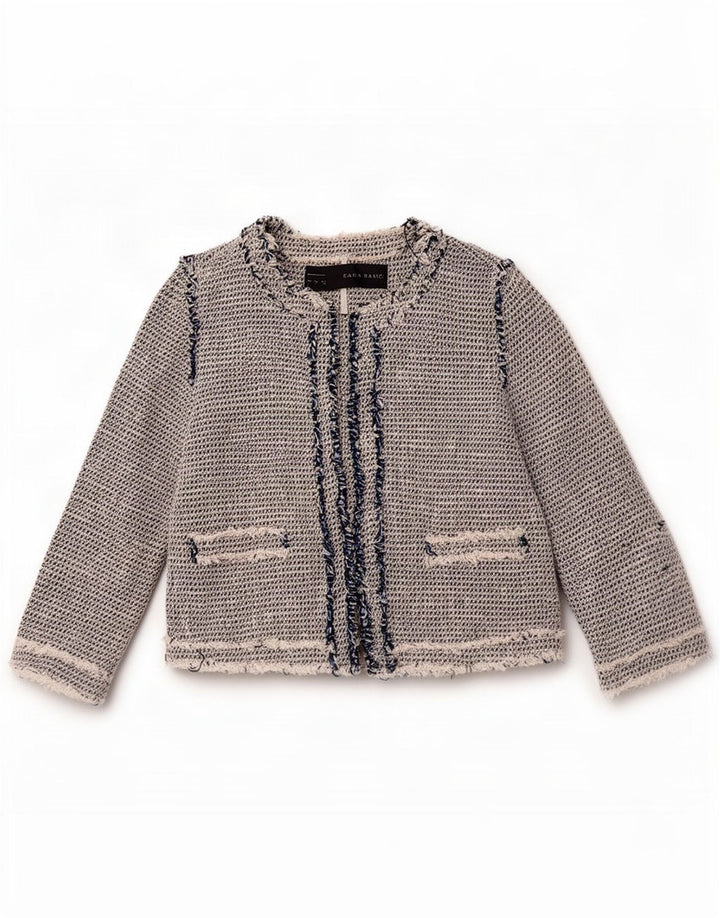 Zara Womens Blazer Jacket UK 12 Medium Grey Cotton