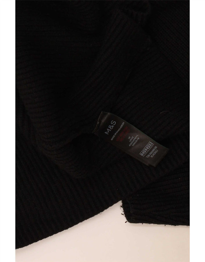 Marks & Spencer Womens Oversized Roll Neck Jumper Sweater UK 16 Large Black