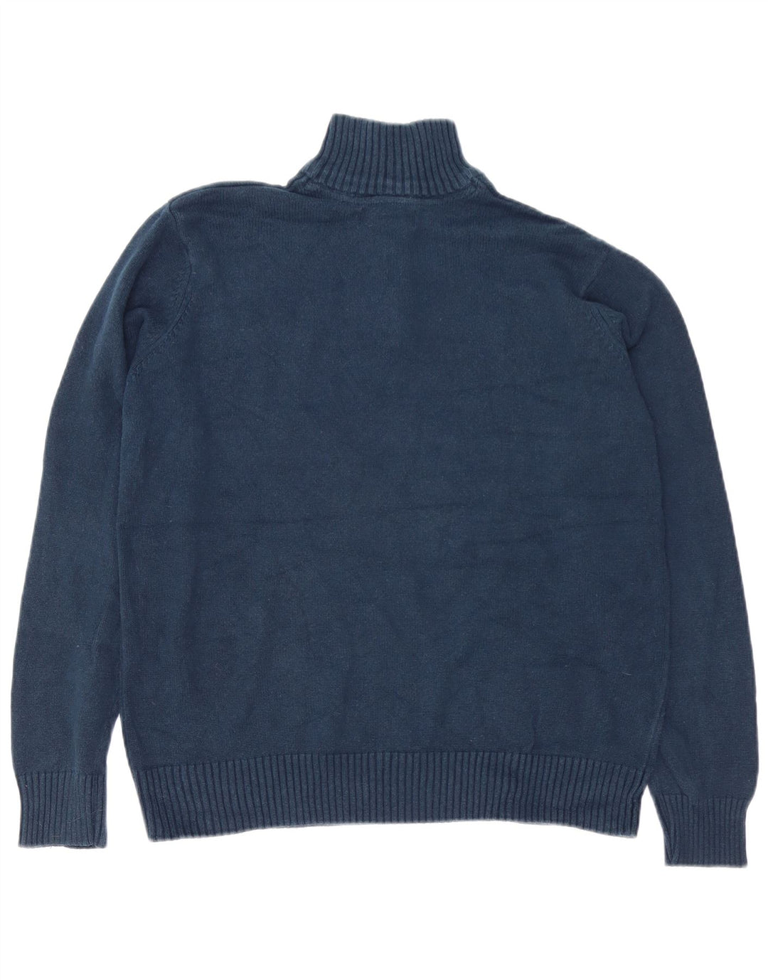 EDDIE BAUER Mens Zip Neck Jumper Sweater Large Navy Blue Colourblock