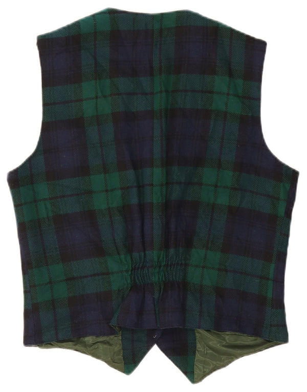 Vintage Womens Waistcoat IT 46 Large Green Check Wool