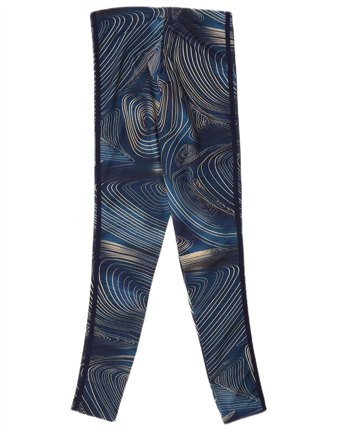 Adidas Womens Abstract Pattern Leggings UK 8 Small Navy Blue Polyester