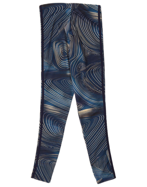 Adidas Womens Abstract Pattern Leggings UK 8 Small Navy Blue Polyester