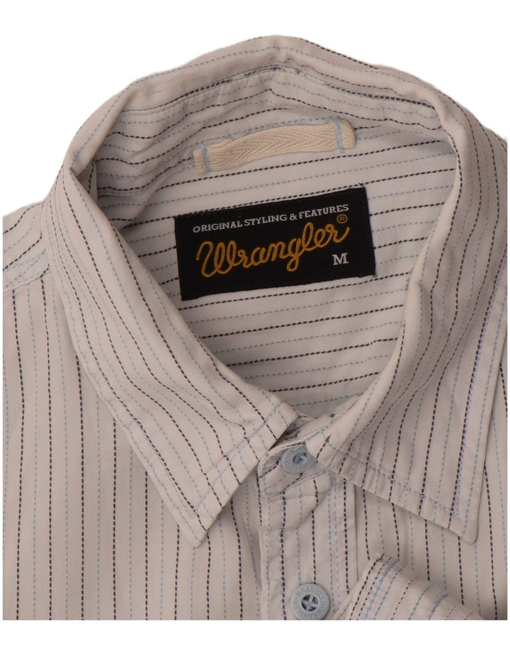 WRANGLER Mens Short Sleeve Shirt Medium White Striped