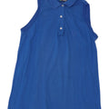 Sergio Tacchini Womens Sleeveless Polo Shirt IT 44 Medium Blue Cotton