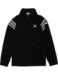 ADIDAS Boys Tracksuit Top Jacket 5-6 Years Black Polyester