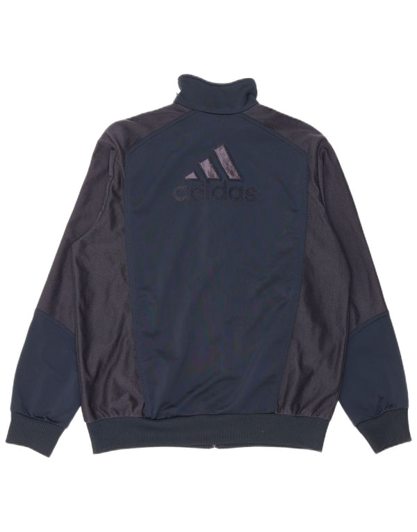 ADIDAS Boys Graphic Tracksuit Top Jacket 13-14 Years Navy Blue Camouflage