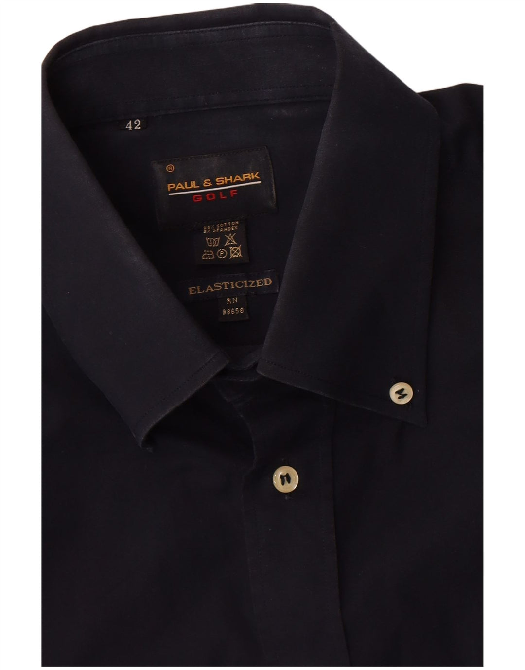 Paul & Shark Mens Golf Shirt Size 42 Large Navy Blue Cotton