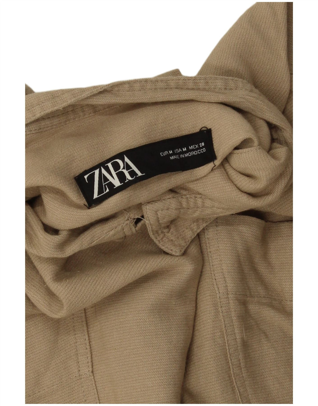 Zara Womens Oversized 3/4 Sleeve Bomber Jacket UK 14 Medium Beige