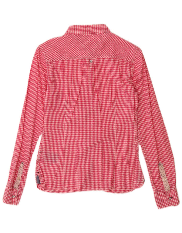 Tommy Hilfiger Womens Shirt UK 6 XS Pink Gingham Cotton