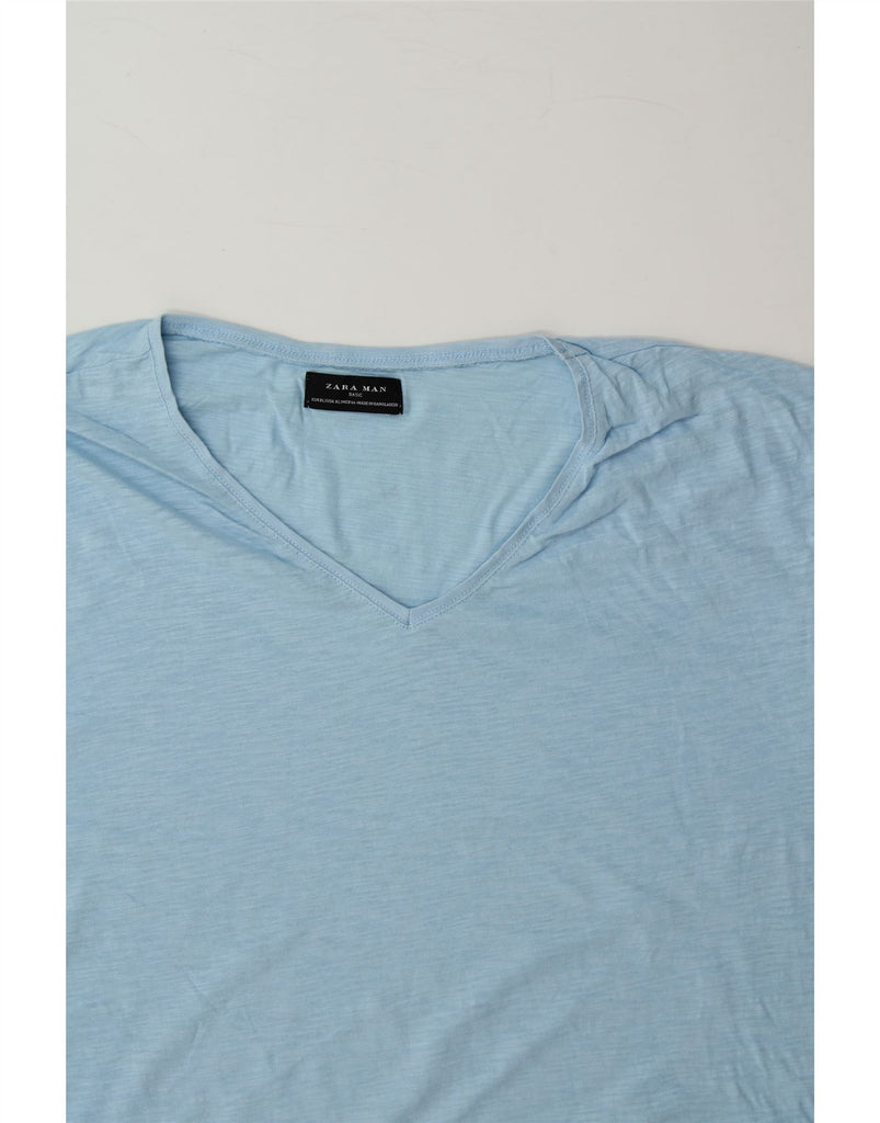 ZARA Mens T-Shirt Top XL Blue Cotton Vintage Zara and Second-Hand Zara from Messina Hembry 