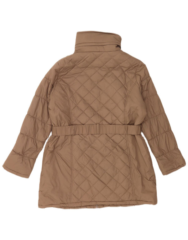 Marks & Spencer Womens Hooded Padded Coat UK 16 Large Brown Polyamide