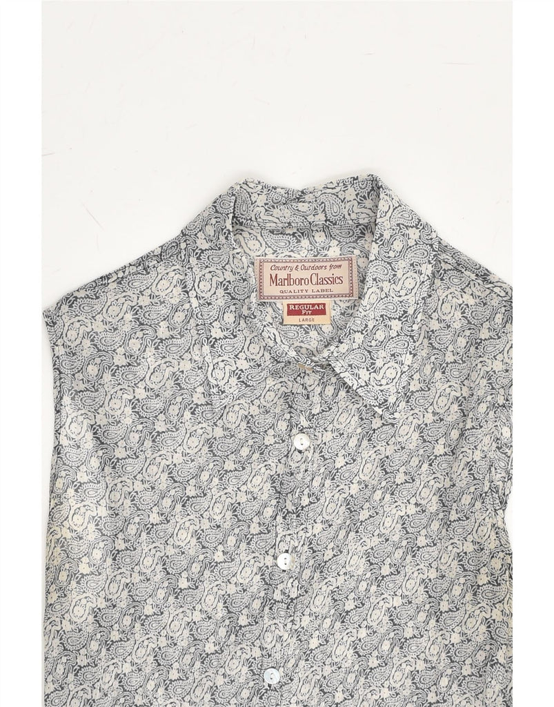 MARLBORO CLASSICS Womens Sleeveless Shirt Blouse UK 14 Large Grey Paisley | Vintage Marlboro Classics | Thrift | Second-Hand Marlboro Classics | Used Clothing | Messina Hembry 