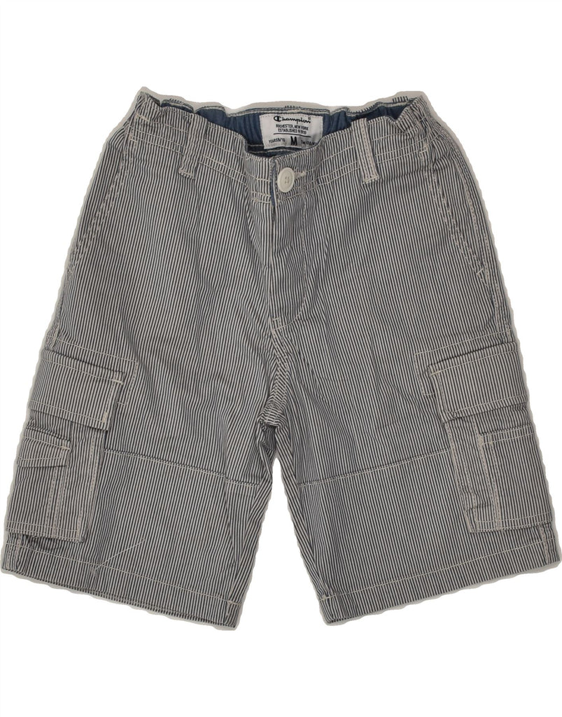 CHAMPION Girls Cargo Shorts 9-10 Years W22  Grey Pinstripe Cotton | Vintage Champion | Thrift | Second-Hand Champion | Used Clothing | Messina Hembry 