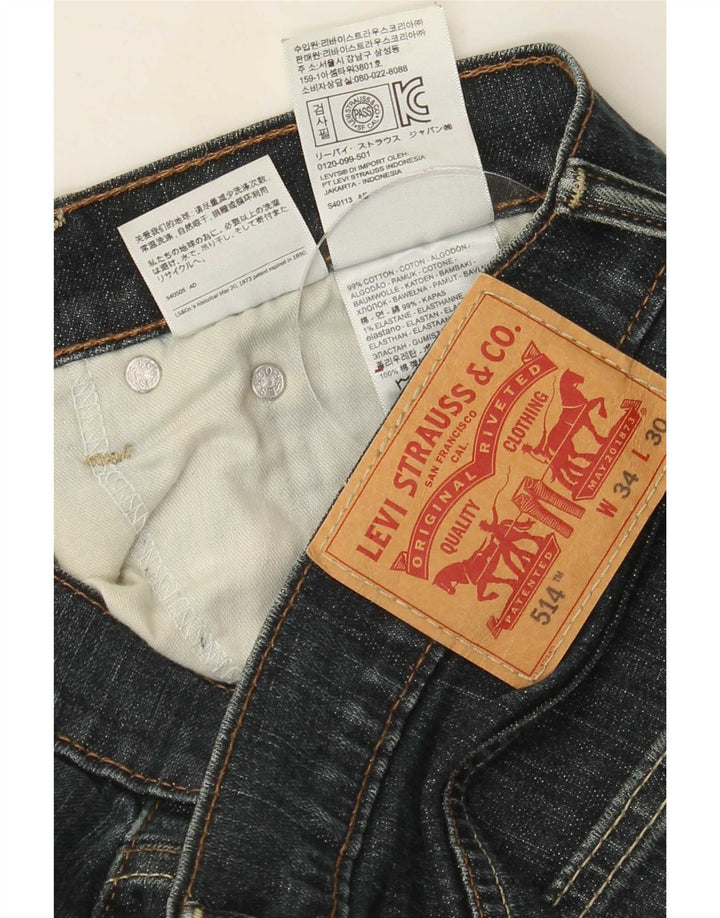 Levi's Mens 514 Straight Jeans W34 L30 Navy Blue Cotton
