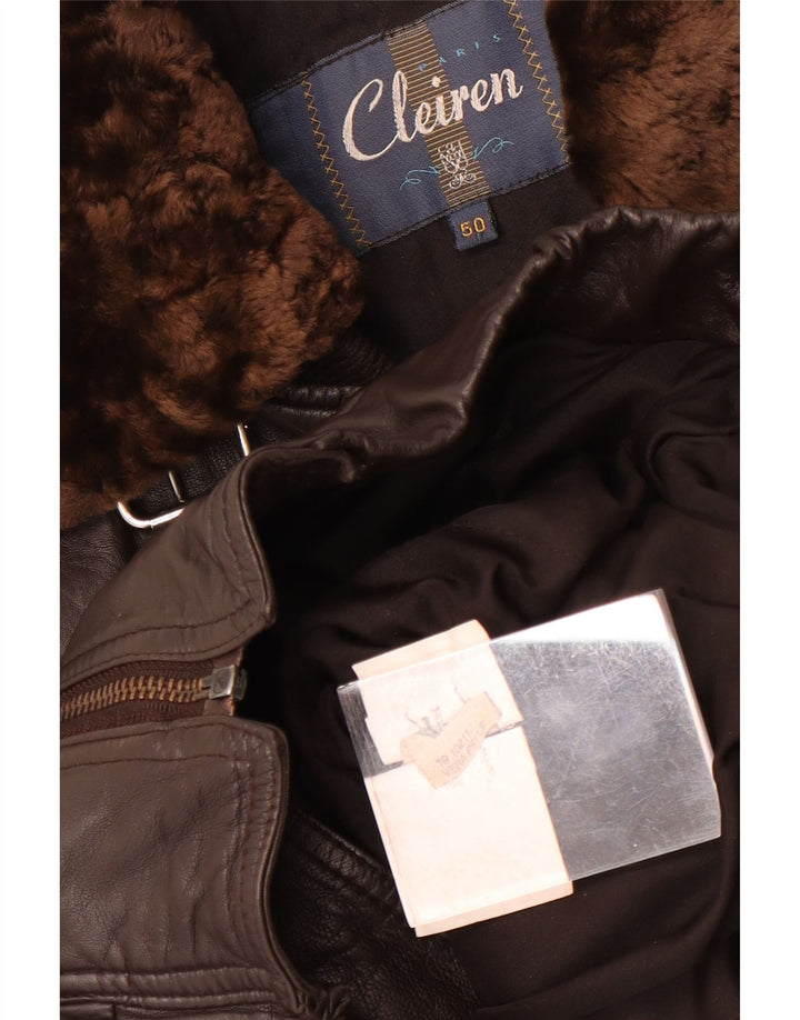 Cleiren Mens Leather Jacket IT 50 Large Brown Leather