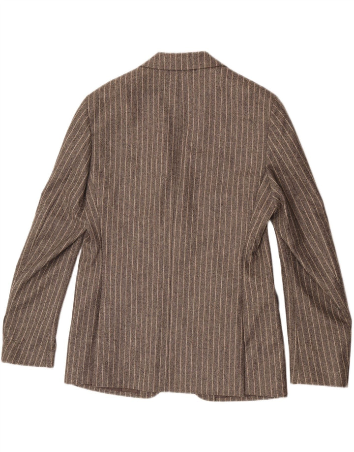 Seventy Mens 2 Button Blazer Jacket IT 50 Large Grey Striped Wool