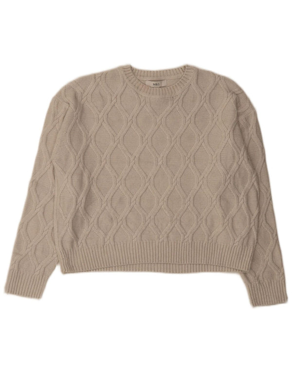 Marks & Spencer Womens Loose Fit Crew Neck Jumper Sweater UK 14 Medium Beig