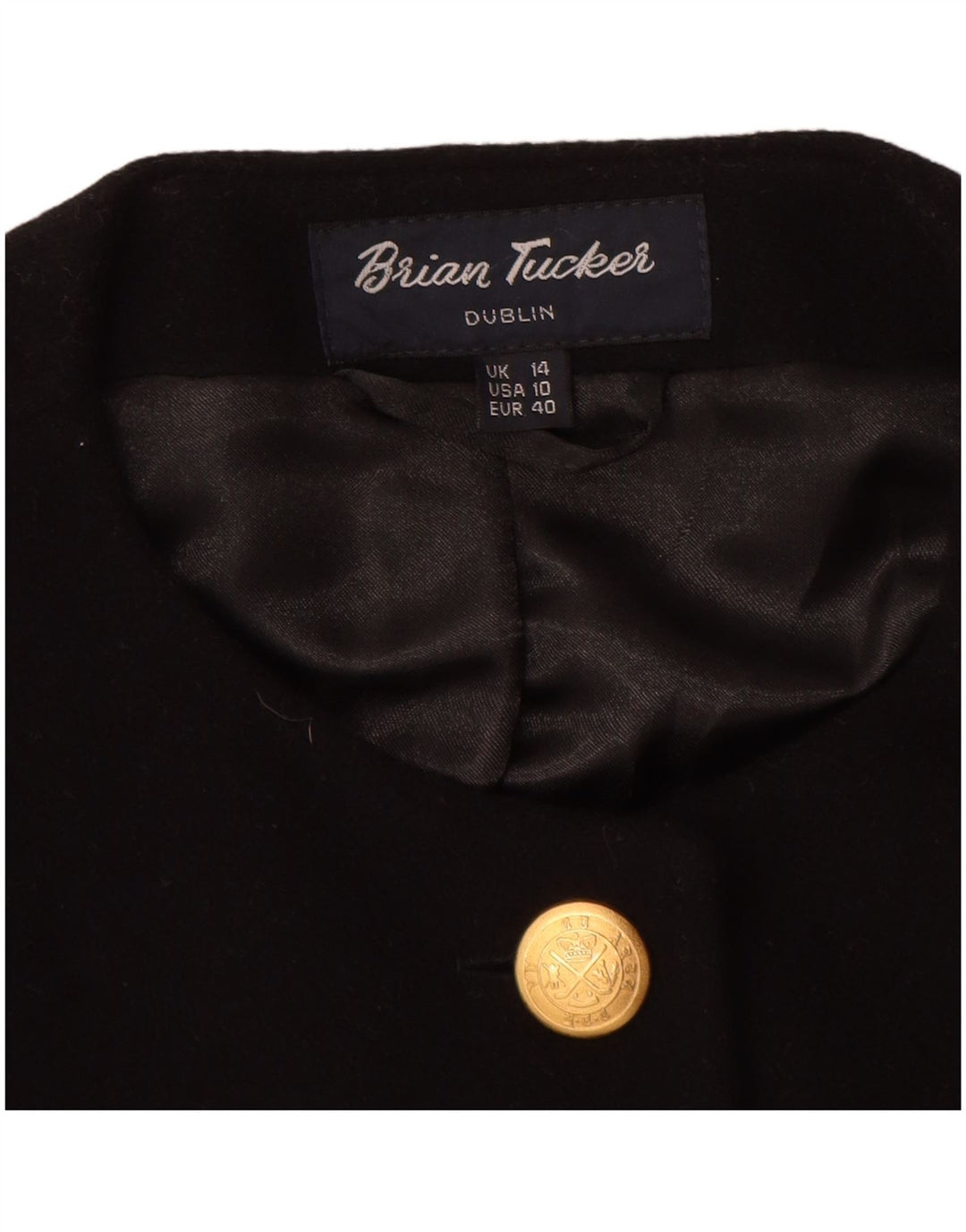 Brian Tucker Womens 5 Button Blazer Jacket UK 14 Large Black Wool