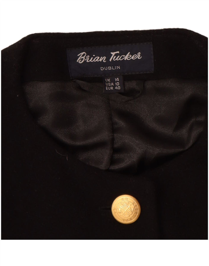 Brian Tucker Womens 5 Button Blazer Jacket UK 14 Large Black Wool