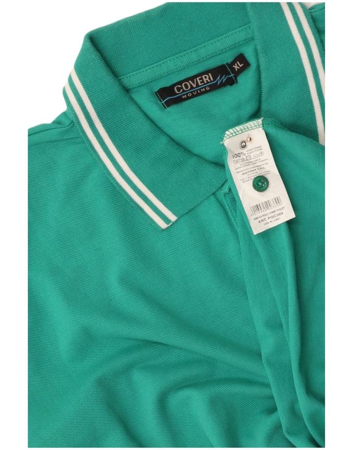 COVERI Mens Polo Shirt XL Green Cotton