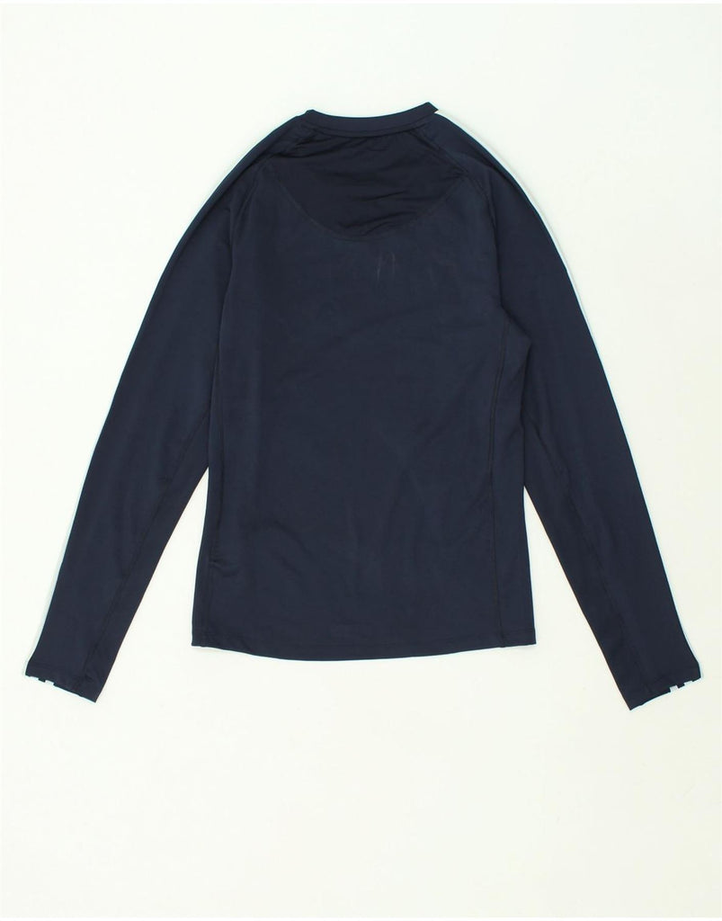 ADIDAS Womens Top Long Sleeve UK 12 Medium Navy Blue Polyester | Vintage Adidas | Thrift | Second-Hand Adidas | Used Clothing | Messina Hembry 