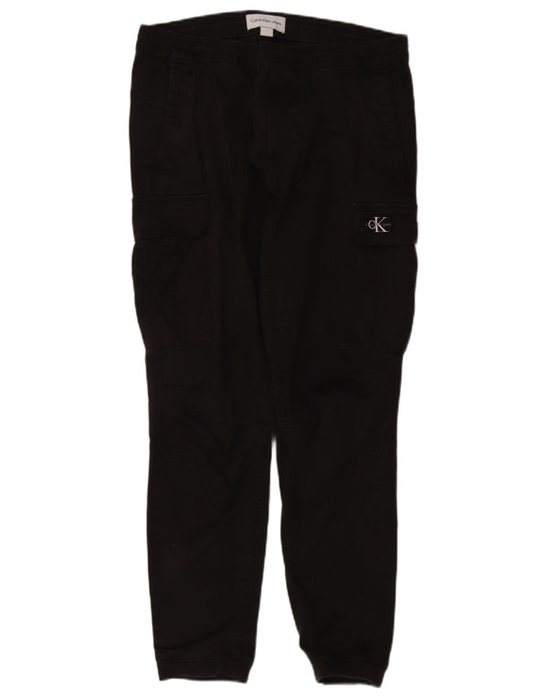 Calvin Klein Mens Joggers Cargo Trousers Large W34 L28 Black Cotton