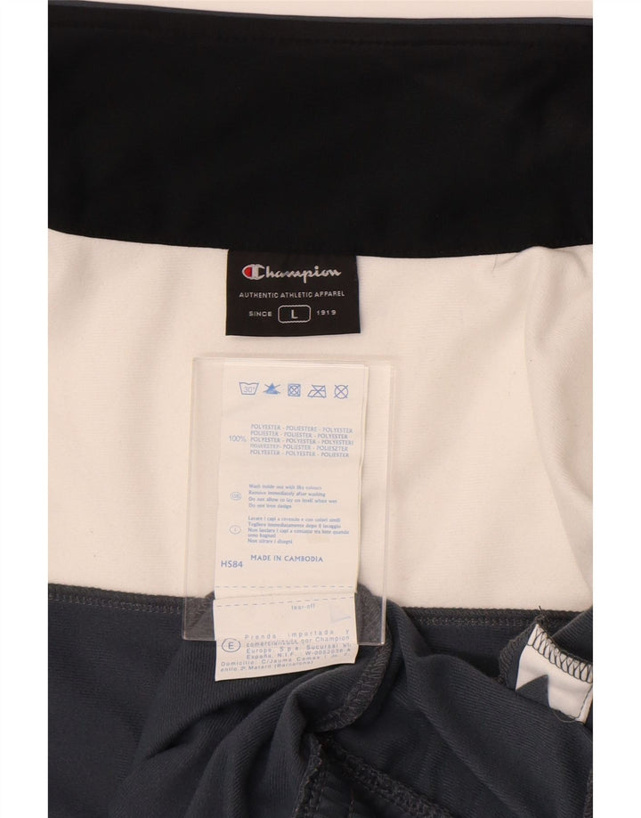 Champion Mens Tracksuit Top Jacket Large Navy Blue Colourblock Polyester