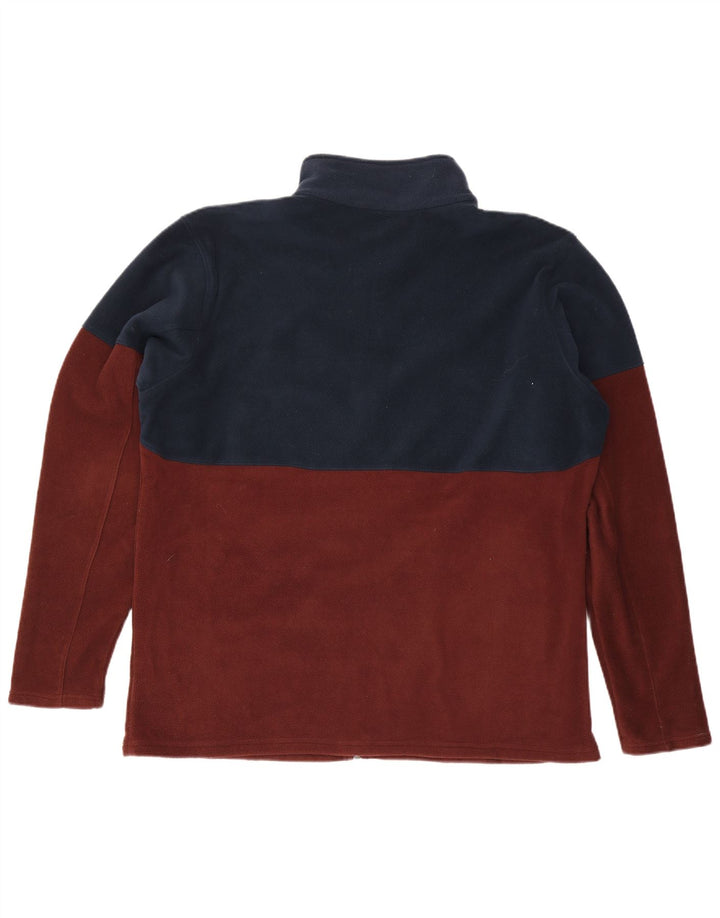 Columbia Mens Fleece Jacket UK 44 2XL Maroon Colourblock Polyester