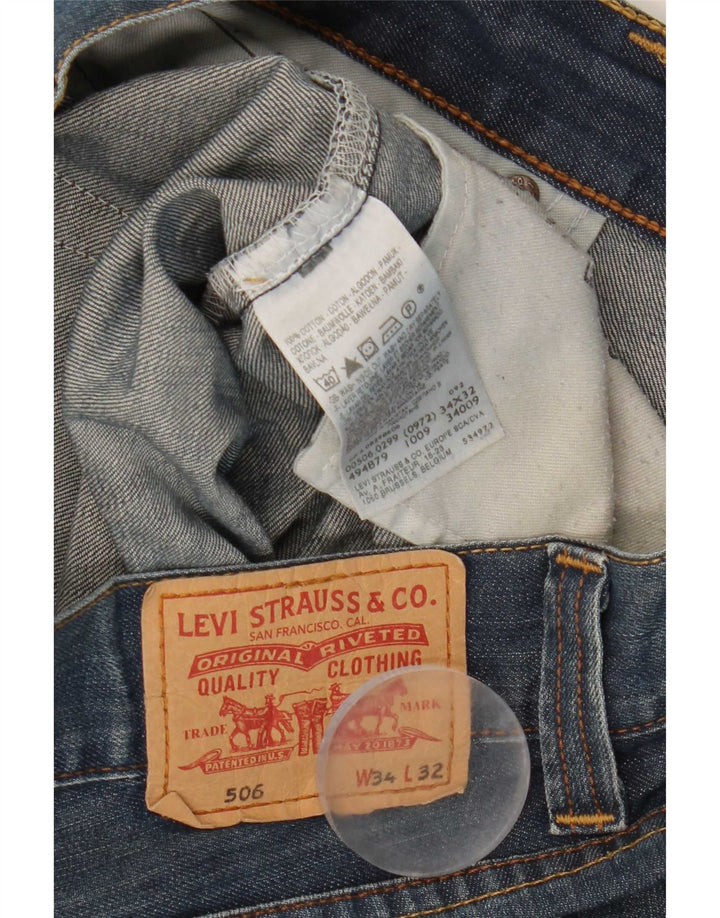 Levi's Mens 506 Straight Jeans W34 L32 Blue Cotton