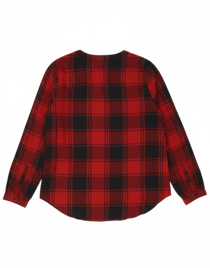 Eddie Bauer Womens Longline Oversized Pullover Shirt UK 10 Small Red Plaid