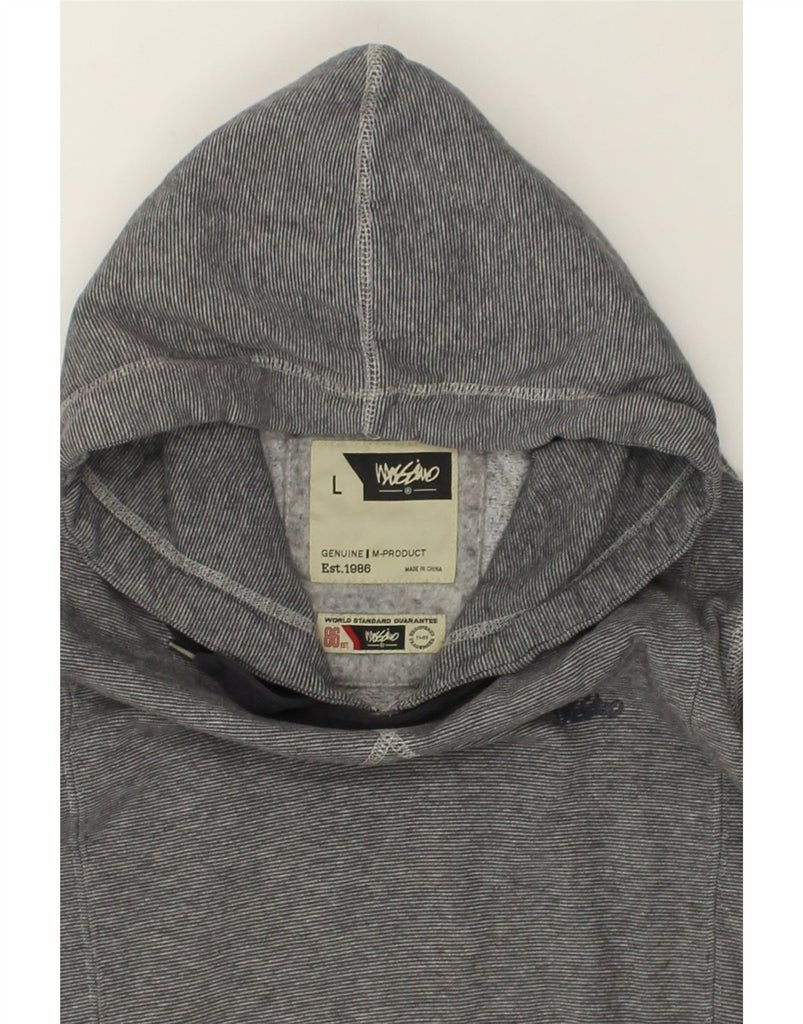 MOSSIMO Mens Hoodie Jumper Large Grey Striped Cotton | Vintage Mossimo | Thrift | Second-Hand Mossimo | Used Clothing | Messina Hembry 