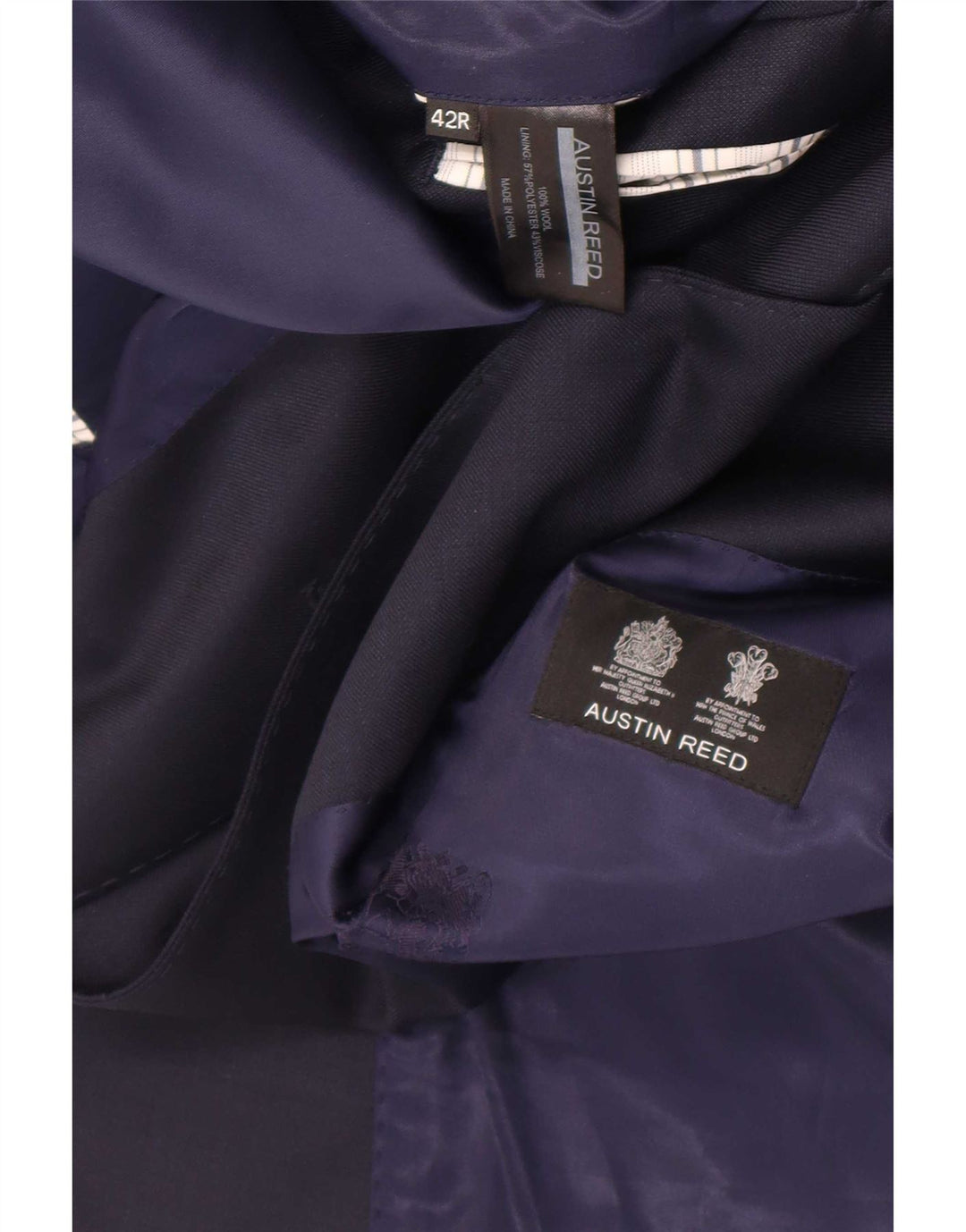 Austin Reed Mens 2 Button Blazer Jacket UK 42 XL Navy Blue Wool