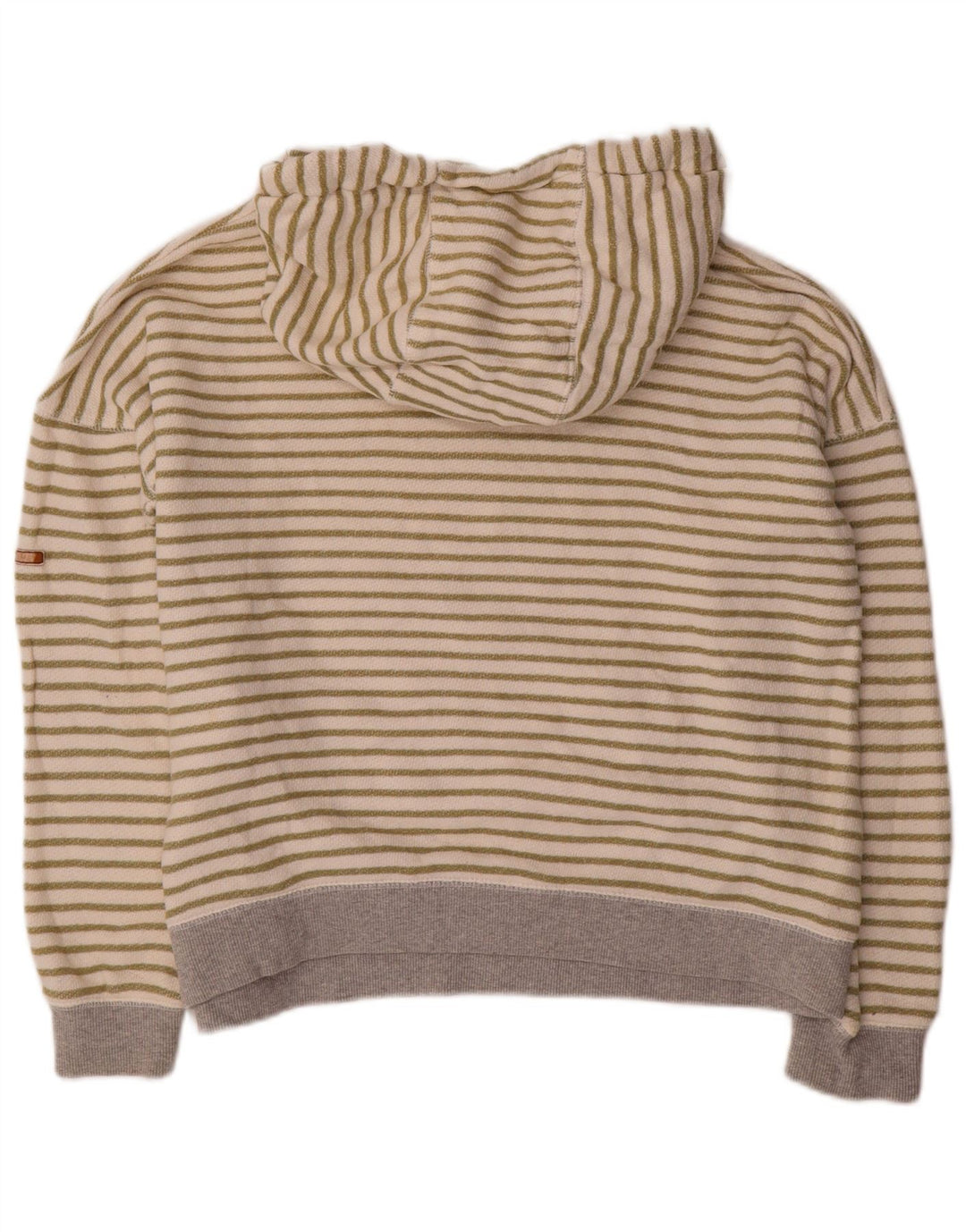 ROXY Womens Oversized Hoodie Jumper UK 16 Large Off White Striped Cotton