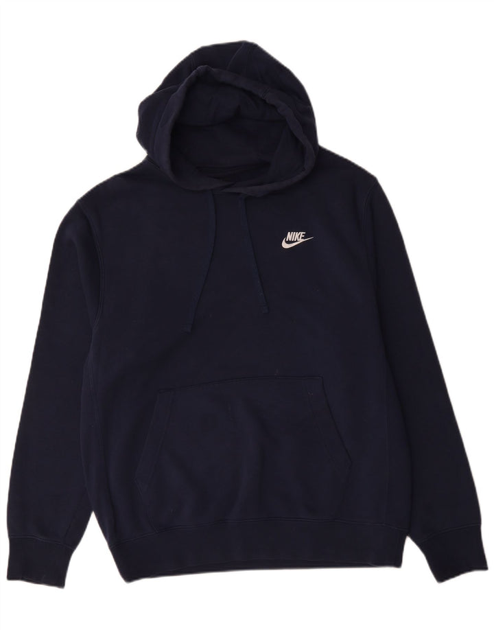 Nike Mens Hoodie Jumper Medium Navy Blue Cotton