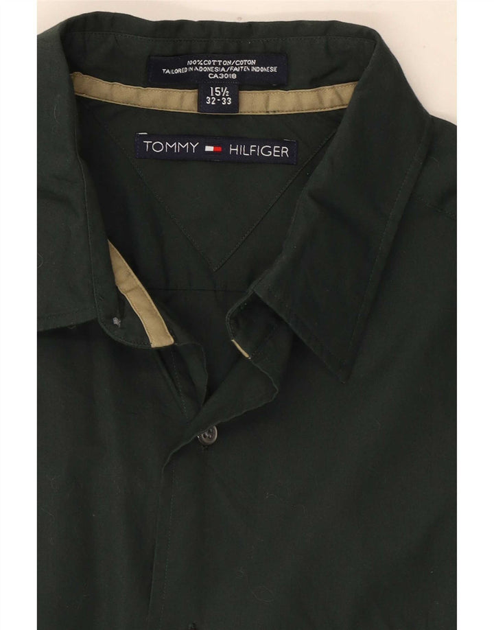 Tommy Hilfiger Mens Shirt Size 15 1/2 Medium Green Cotton