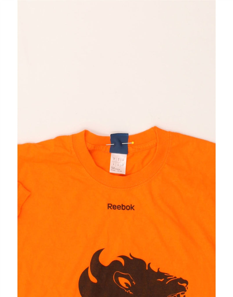 REEBOK Womens Graphic T-Shirt Top UK 10 Small Orange Cotton | Vintage Reebok | Thrift | Second-Hand Reebok | Used Clothing | Messina Hembry 