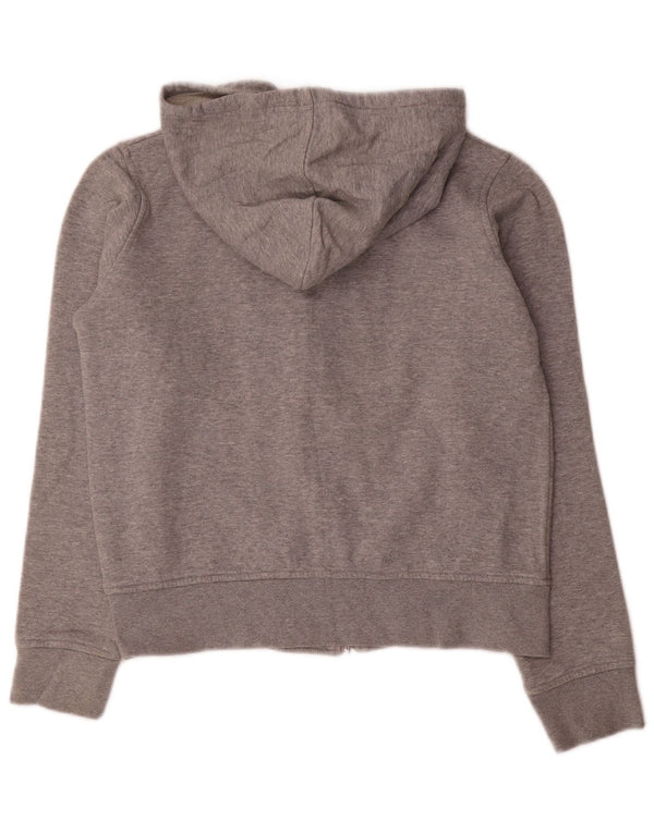 Kappa Womens Crop Zip Hoodie Sweater UK 14 Medium Grey Cotton