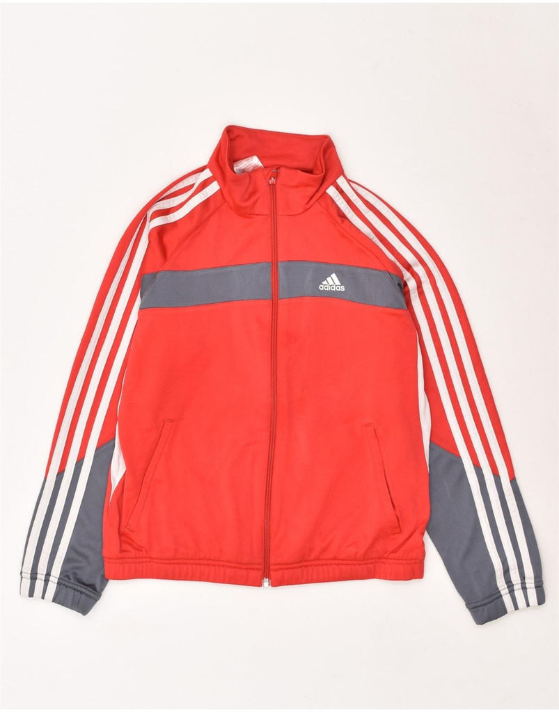 ADIDAS Boys Tracksuit Top Jacket 11-12 Years Red Colourblock Polyester | Vintage Adidas | Thrift | Second-Hand Adidas | Used Clothing | Messina Hembry 