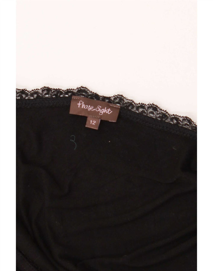 Phase Eight Womens 3/4 Sleeve Crop Top UK 12 Medium Black Viscose