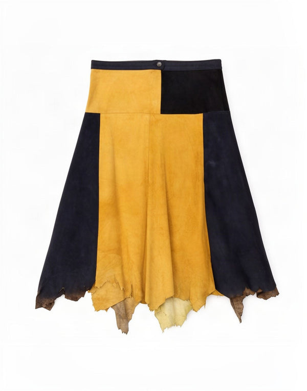Vintage Womens Asymmetrical Skirt Medium W28 Multicoloured Colourblock