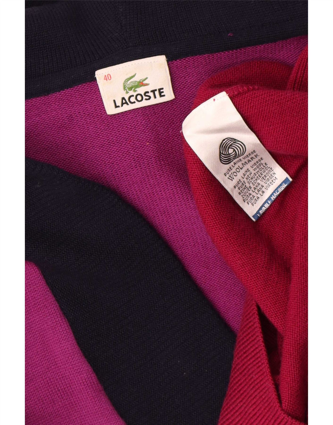 Lacoste Womens V-Neck Jumper Sweater Size 40 Medium Multicoloured