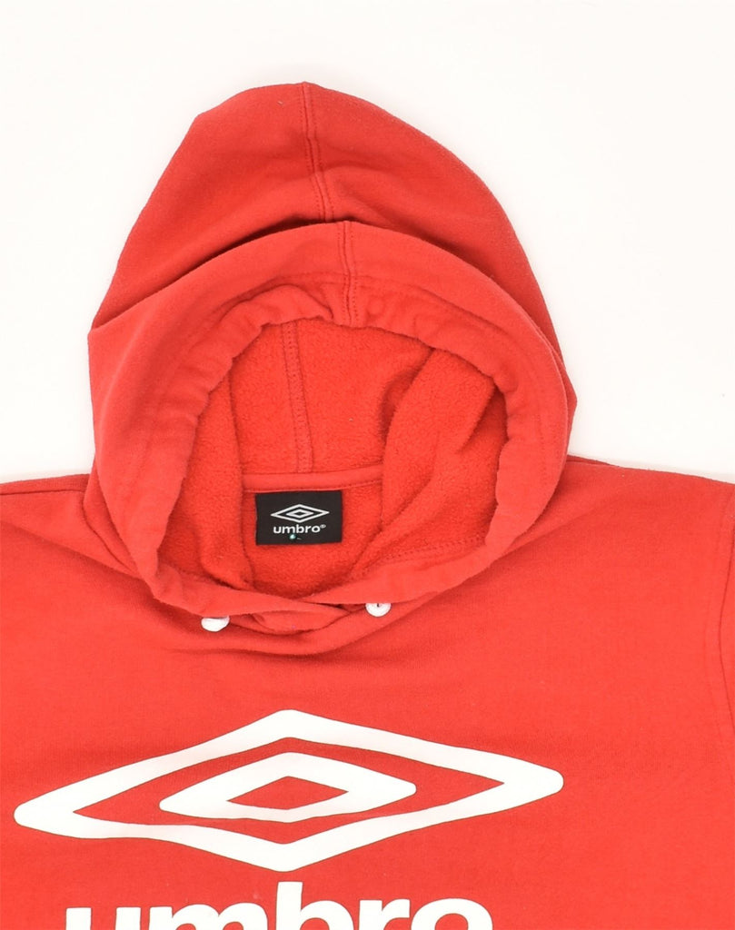 UMBRO Mens Graphic Hoodie Jumper Medium Red Cotton | Vintage Umbro | Thrift | Second-Hand Umbro | Used Clothing | Messina Hembry 