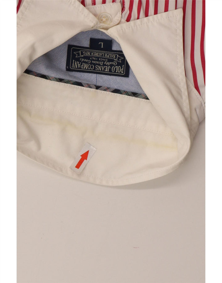 RALPH LAUREN Mens Shirt Large Red Pinstripe Cotton