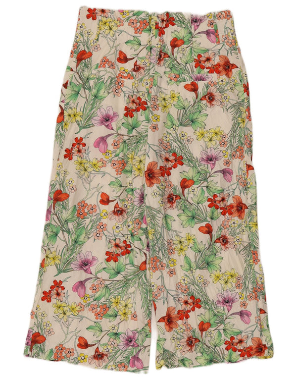 Zara Womens Wide Leg Capri Trousers Large W34 L22 Multicoloured Floral