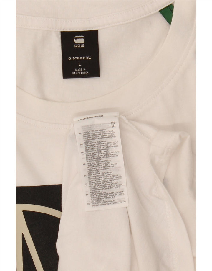G-Star Mens Graphic T-Shirt Top Large White Cotton