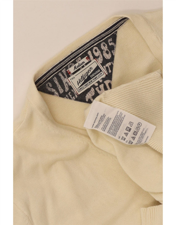 Tommy Hilfiger Mens V-Neck Jumper Sweater Medium Beige Cotton