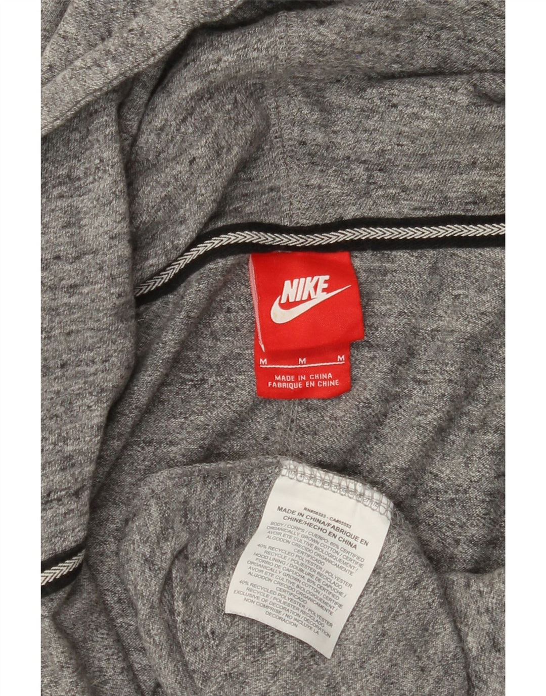 NIKE Womens Zip Hoodie Sweater UK 14 Medium Grey Flecked Polyester Vintage Nike and Second-Hand Nike from Messina Hembry 