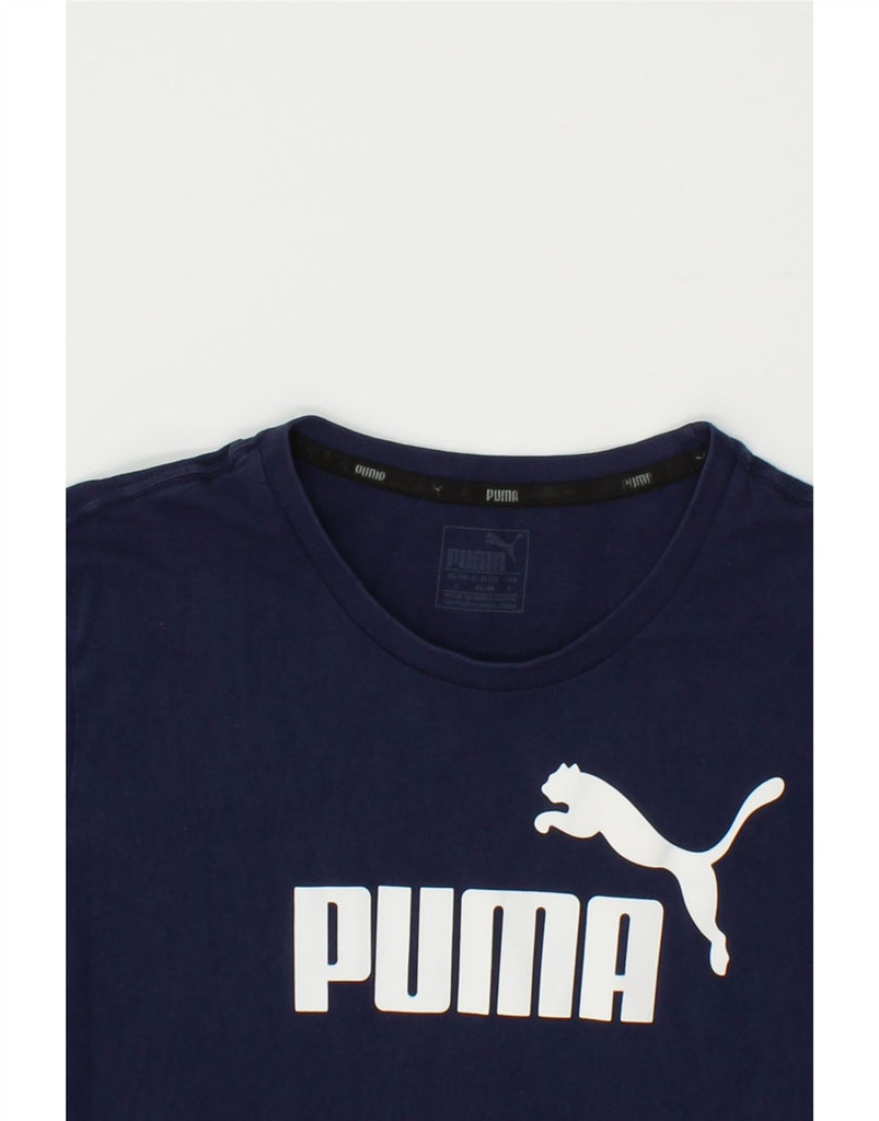 PUMA Mens Graphic T-Shirt Top Small Navy Blue Cotton | Vintage Puma | Thrift | Second-Hand Puma | Used Clothing | Messina Hembry 